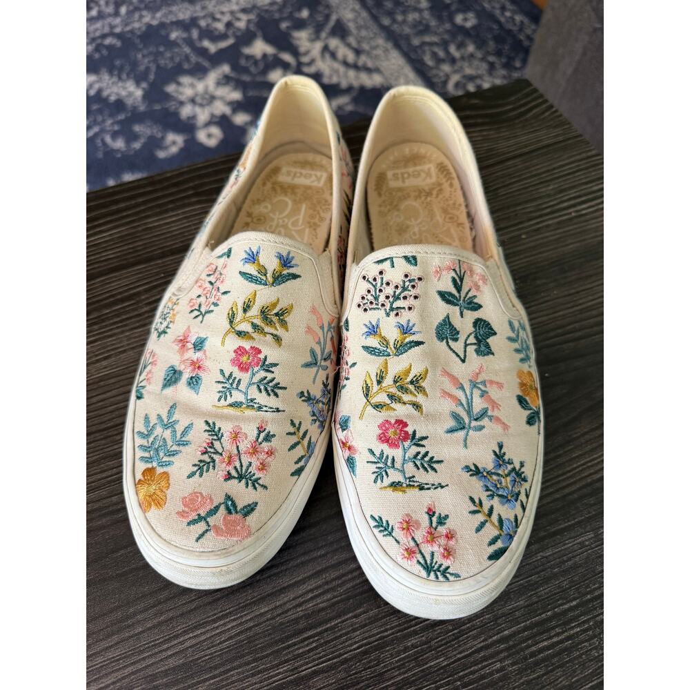Keds x Rifle Paper Co. Double Decker Wildflower Embroidered Sneakers Sz. 10.5